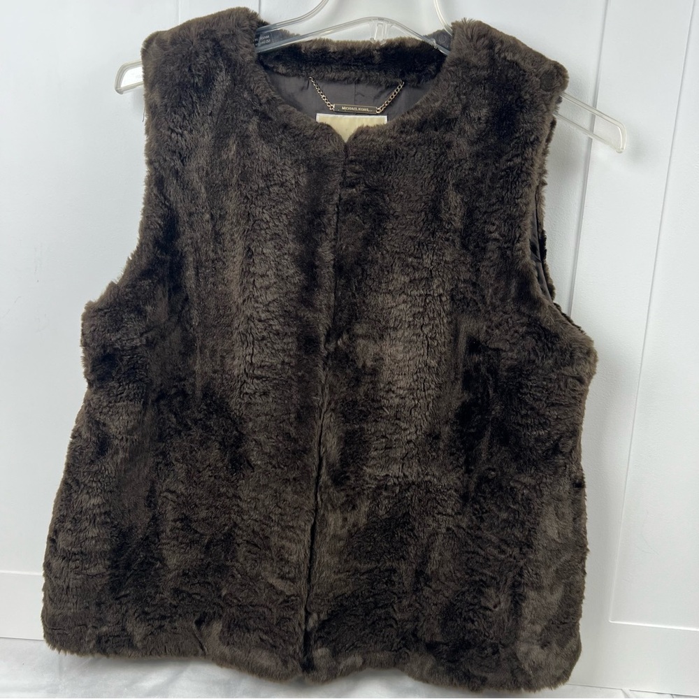 Michael Kors Dark Brown Faux Fur Vest Women’s Large
